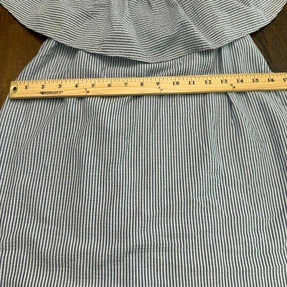 EUC MINKPINK French Twist off the shoulder dress blue and white stripe. Small. - Picture 6 of 7